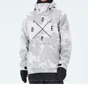 DOPE Snow White and Gray Camouflage Men's Ski Jacket -The Yeti